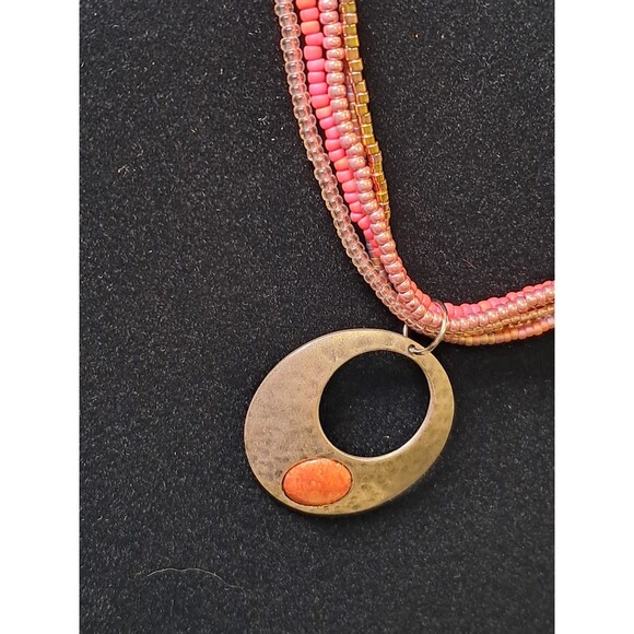 Peyote Bird Multi Strand Multicolor Circular 925 Silver Pendant Necklace 18" NWT - Picture 5 of 10